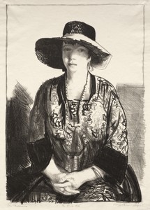 The Black Hat by George Bellows, created 1921, in lithograph. Download this artwork as a high-resolution wallpaper for desktop, tablet, or mobile. — George Bellows Wallpaper