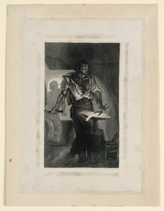 The Blacksmith by Eugène Delacroix, created 1833, in Aquatint on paper. Download this artwork as a high-resolution wallpaper for desktop, tablet, or mobile. — Eugène Delacroix Wallpaper