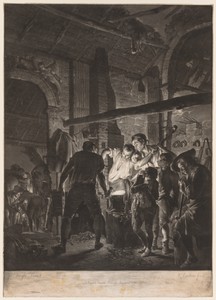 The Blacksmith by Joseph Wright of Derby, created 1771, in mezzotint. Download this artwork as a high-resolution wallpaper for desktop, tablet, or mobile.