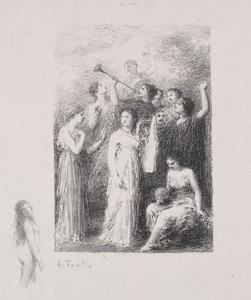 The Blind by Henri Fantin-Latour, created 1903, in lithograph. Download this artwork as a high-resolution wallpaper for desktop, tablet, or mobile. — Art Wallpaper