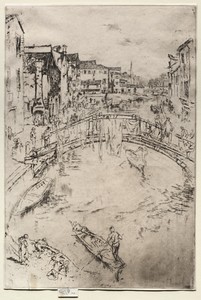 The Bridge by James McNeill Whistler, created 1886, in etching and drypoint. Download this artwork as a high-resolution wallpaper for desktop, tablet, or mobile