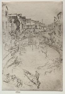 The Bridge by James McNeill Whistler, created 1879–80, in etching. Download this artwork as a high-resolution wallpaper for desktop, tablet, or mobile. — Art Wallpaper