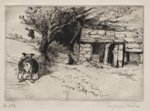 The Cabin by Francis Seymour Haden, created 1877, in drypoint. Download this artwork as a high-resolution wallpaper for desktop, tablet, or mobile. — Art Picture