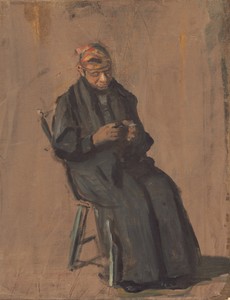 The Chaperone by Thomas Eakins, created c. 1908, in oil on canvas. Download this artwork as a high-resolution wallpaper for desktop, tablet, or mobile.