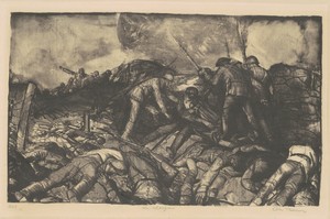 The Charge by George Bellows, created 1918, in lithograph in black with chine collé on wove paper. Download this artwork as a high-resolution wallpaper for desk — George Bellows Wallpaper