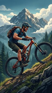 Una salita impegnativa in mountain bike in stile vettoriale piatto.