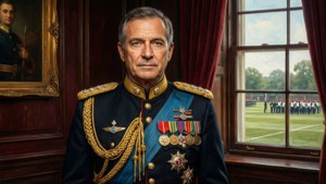 Formelles Porträt des NDA-Kommandanten in zeremonieller Uniform