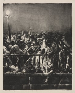 The Crowd by George Bellows, created 1923, in lithograph. Download this artwork as a high-resolution wallpaper for desktop, tablet, or mobile. — George Bellows Wallpaper