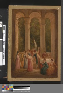 The Dance by Thomas Stothard, in Oil on panel. Download this artwork as a high-resolution wallpaper for desktop, tablet, or mobile. — Thomas Stothard Wallpaper