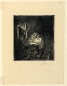 The Dispatch by Auguste Brouet, created ca. 1915, in Drypoint and mezzotint on paper. Download this artwork as a high-resolution wallpaper for desktop, tablet, — Art Background
