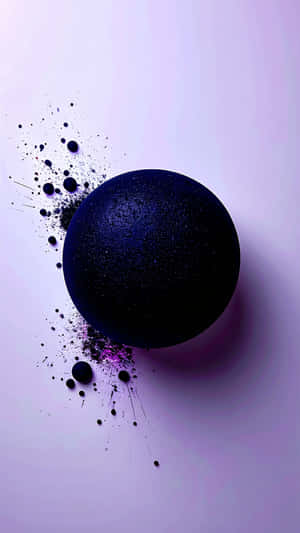 A dark blue sphere with purple splatters on a lavender background. — Black Dots Picture