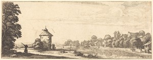 The Dovecot by Jacques Callot, created probably c. 1633/1635, in etching on laid paper. Download this artwork as a high-resolution wallpaper for desktop, tablet — Jacques Callot Wallpaper