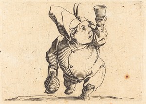 The Drinker, Front View by Jacques Callot, created c. 1622, in etching and engraving//one of four prints on uncut sheet of Lorrainese paper (1949.5.253.a-d). Do — Jacques Callot Wallpaper