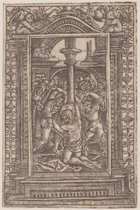The Flagellation by Master S, created first quarter 16th century, in engraving on laid paper. Download this artwork as a high-resolution wallpaper for desktop, — Master S Wallpaper
