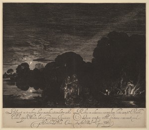 The Flight into Egypt by Hendrick Goudt, created 1613, in engraving on laid paper. Download this artwork as a high-resolution wallpaper for desktop, tablet, or — Hendrick Goudt Wallpaper