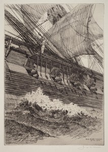 The Fore Chains by George Canning Wales, created 1922, in etching and drypoint on laid paper. Download this artwork as a high-resolution wallpaper for desktop, 
