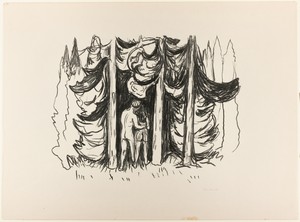 The Forest by Edvard Munch, created 1908/09, in Lithograph on paper. Download this artwork as a high-resolution wallpaper for desktop, tablet, or mobile. — Edvard Munch Wallpaper
