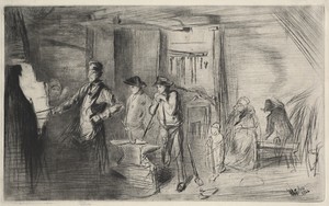 The Forge by James McNeill Whistler, created 1862, in etching and drypoint. Download this artwork as a high-resolution wallpaper for desktop, tablet, or mobile. — Art Picture