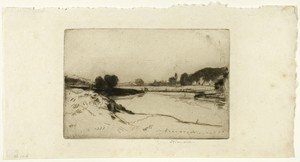 The Forth by David Young Cameron, created 1904, in Etching and drypoint on ivory laid paper. Download this artwork as a high-resolution wallpaper for desktop, t — Illustration Background