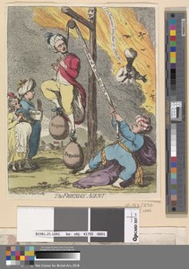 The Friendly Agent by James Gillray, in Etching, hand-colored. Download this artwork as a high-resolution wallpaper for desktop, tablet, or mobile. — Art Picture