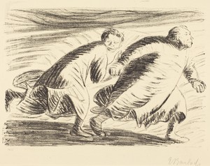 The Fugitives by Ernst Barlach, created 1916/1917, in lithograph. Download this artwork as a high-resolution wallpaper for desktop, tablet, or mobile. — Ernst Barlach Wallpaper