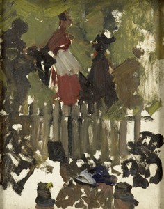 The Funfair by George Hendrik Breitner, created 1880 - 1923, in panel; oil paint (paint). Download this artwork as a high-resolution wallpaper for desktop, tabl — George Hendrik Breitner Wallpaper
