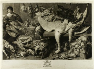 The Game Market by Richard Earlom, created 1783, in Mezzotint on paper. Download this artwork as a high-resolution wallpaper for desktop, tablet, or mobile. — Illustration Background