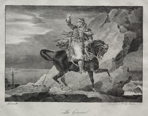 The Giaour by Théodore Géricault, created 1820, in lithograph. Download this artwork as a high-resolution wallpaper for desktop, tablet, or mobile. — Art Wallpaper