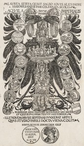 The Imperial Eagle by Hans Burgkmair (I), created 1507, in woodcut. Download this artwork as a high-resolution wallpaper for desktop, tablet, or mobile. — Hans Burgkmair (I) Wallpaper