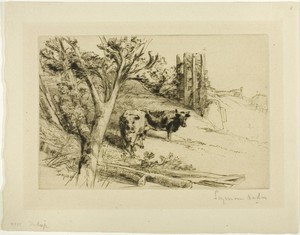The Keep by Francis Seymour Haden, created c. 1877, in Drypoint on cream laid paper. Download this artwork as a high-resolution wallpaper for desktop, tablet, o — Illustration Background