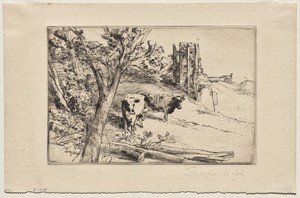 The Keep by Francis Seymour Haden, created 1877, in drypoint. Download this artwork as a high-resolution wallpaper for desktop, tablet, or mobile. — Francis Seymour Haden Wallpaper