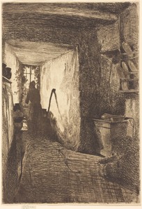 The Kitchen by James McNeill Whistler, created 1858, in etching and drypoint in dark brown on laid paper. Download this artwork as a high-resolution wallpaper f — Art Wallpaper