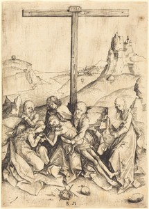 The Lamentation by Master BM, created c. 1480/1490, in engraving on laid paper. Download this artwork as a high-resolution wallpaper for desktop, tablet, or mob — Master BM Wallpaper