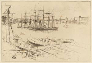 The Large Pool by James McNeill Whistler, created c. 1879, in etching and drypoint on Asian laid paper. Download this artwork as a high-resolution wallpaper for — James McNeill Whistler Wallpaper
