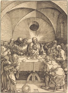 The Last Supper by Albrecht Dürer, created 1510, in woodcut on laid paper. Download this artwork as a high-resolution wallpaper for desktop, tablet, or mobile. — Art Picture