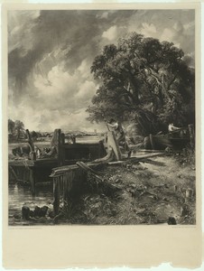 The Lock by David Lucas, created 1832–34, in Mezzotint on cream wove paper. Download this artwork as a high-resolution wallpaper for desktop, tablet, or mobile. — Illustration Background