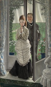 The Lovers by James Tissot, created 1872, in oil on canvas. Download this artwork as a high-resolution wallpaper for desktop, tablet, or mobile. — Art Picture
