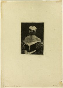 The Model by Félicien Rops, created 1874, in Etching and aquatint on cream Japanese paper. Download this artwork as a high-resolution wallpaper for desktop, tab — Illustration Wallpaper
