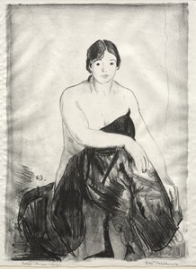 The Model, Second Stone by George Bellows, created 1917, in lithograph. Download this artwork as a high-resolution wallpaper for desktop, tablet, or mobile. — George Bellows Wallpaper