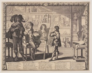 The Noble Painter by Abraham Bosse, created c. 1642, in Etching on ivory laid paper. Download this artwork as a high-resolution wallpaper for desktop, tablet, o — Illustration Wallpaper