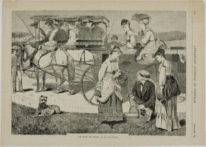 The Picnic Excursion by Winslow Homer, created published August 14, 1869, in Wood engraving on paper. Download this artwork as a high-resolution wallpaper for d — Illustration Wallpaper
