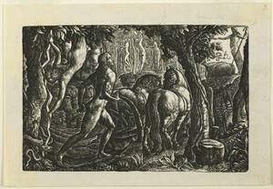The Ploughman by Edward Calvert, created 1827, in Woodcut on paper. Download this artwork as a high-resolution wallpaper for desktop, tablet, or mobile. — Illustration Wallpaper