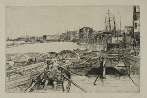 The Pool by James McNeill Whistler, created 1859, in Etching with foul biting in black ink on cream Japanese paper. Download this artwork as a high-resolution w — Art Wallpaper