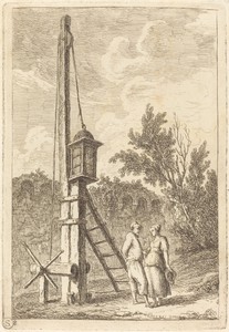 The Post by Hubert Robert, created 1763/1764, in etching on laid paper. Download this artwork as a high-resolution wallpaper for desktop, tablet, or mobile. — Hubert Robert Wallpaper