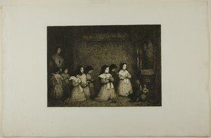 The Prayer by Théodule Augustin Ribot, created 1862, in Etching on ivory laid paper. Download this artwork as a high-resolution wallpaper for desktop, tablet, o — Illustration Wallpaper