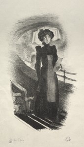 The Programme Seller by John Copley, created 1909, in lithograph. Download this artwork as a high-resolution wallpaper for desktop, tablet, or mobile. — John Copley Wallpaper