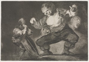 The Proverbs:  Simpleton by Francisco de Goya, created 1864, in etching and aquatint. Download this artwork as a high-resolution wallpaper for desktop, tablet, — Francisco de Goya Wallpaper