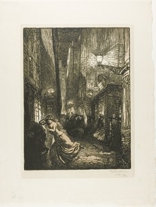 The Raid by Louis Auguste Lepère, created 1910, in Woodcut in dark gray-tan, light gray-tan and black on cream wove Japanese paper. Download this artwork as a h — Illustration Background