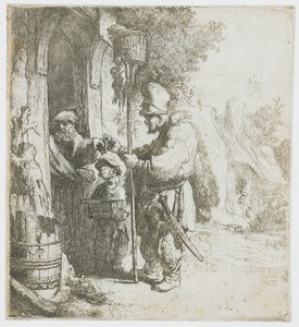 The rat catcher by Rembrandt van Rijn, created 1632, in paper; etching; burijn. Download this artwork as a high-resolution wallpaper for desktop, tablet, or mob — Rembrandt van Rijn Wallpaper