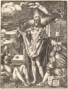 The Resurrection by Albrecht Dürer, created probably c. 1509/1510, in woodcut on laid paper. Download this artwork as a high-resolution wallpaper for desktop, t — Albrecht Dürer Wallpaper